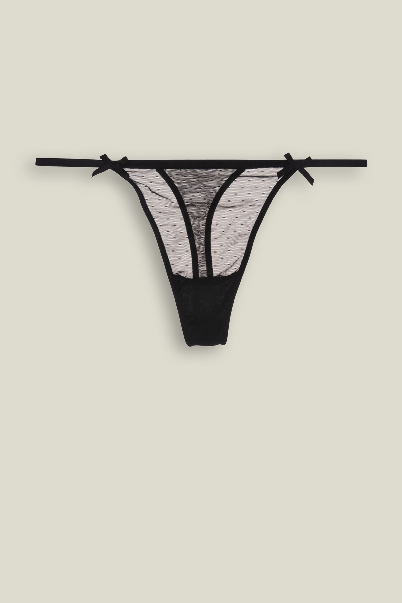 Thong - Spotted Tulle / Noir